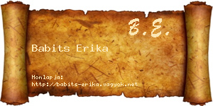 Babits Erika névjegykártya